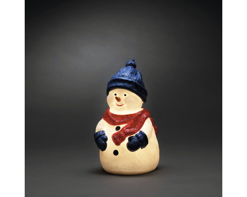 LED Kunststoffschneemann Konstsmide 4 LEDs Lichtfarbe warmweiß Leuchtender Schneemann mit Mütze und Schal als weihnachtliche Dekoration