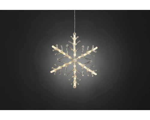 Lichtobjekt Konstsmide 24 LEDs Acryl Schneeflocke Lichtfarbe warmweiß inkl. 6 h Timer batteriebetrieben Dekorative Schneeflocken-Hängeleuchte für den Innenbereich