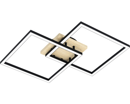 Quadratische LED Deckenleuchte mit Holzapplikation