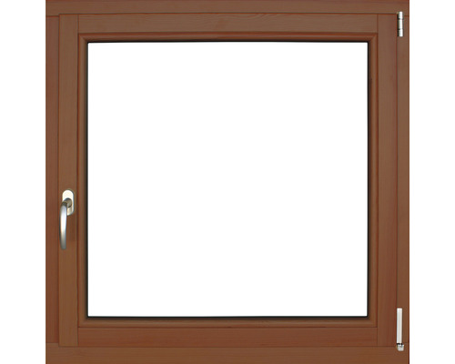 ARON Renova Holzfenster Kiefer lackiert S30 Kastanie 1000x1000 mm DIN Rechts Holzfenster mit Griff und Verschluss