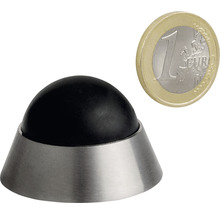 Türstopper aus Edelstahl und Gummi neben einer Ein-Euro-Münze