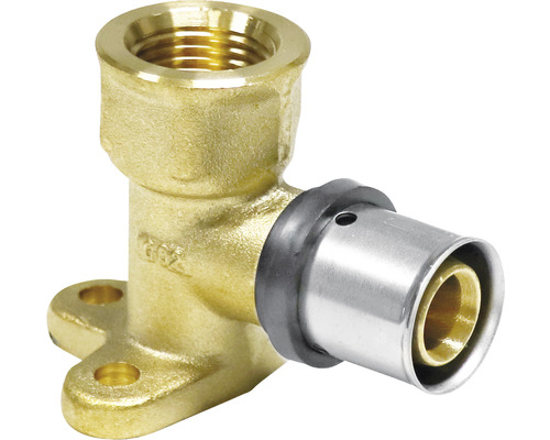 Messing Wandwinkel mit Gewinde und Pressanschluss