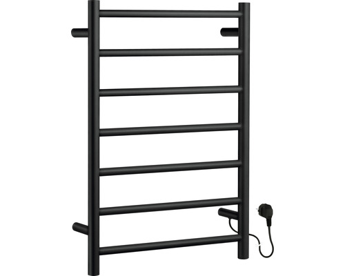 Elektrischer Badheizkörper Smedbo Dry 68,9x50x11,2 cm 74 W schwarz Elektrischer Handtuchwärmer mit sieben horizontalen Stangen