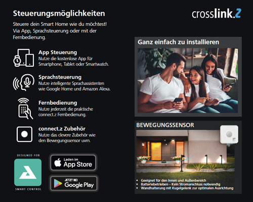 Crosslink.2 Produktinformationen zu Steuerungsmöglichkeiten, Installation und Bewegungssensor