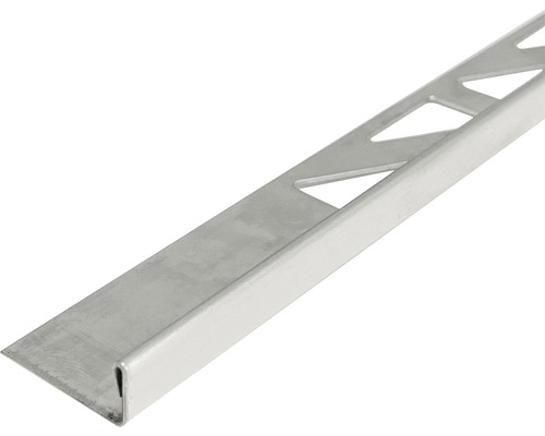 Winkel-Abschlussprofil Mirava Edelstahl gebürstet 300 cm 11 mm Fliesenabschlussprofil aus Metall mit Dreieckausschnitten