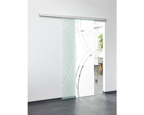 Schiebetür aus Glas mit linearem Design für den Innenbereich
