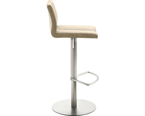 Barhocker mit Fußstütze und höhenverstellbarem Metallsockel
