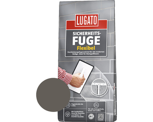 Lugato Fugenmörtel Sicherheitsfuge Flexibel anthrazit 5 Kg Lugato Sicherheitsfuge Flexibel Hochleistungsfugenmörtel Sack