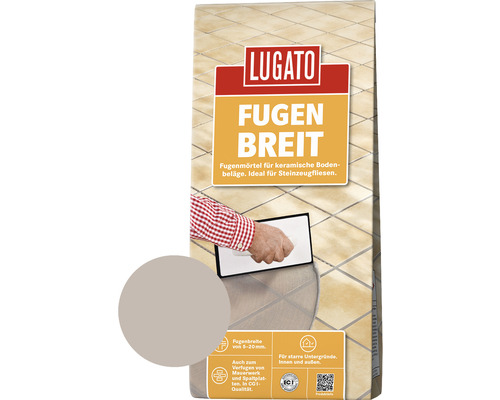 Lugato Fugenmörtel Fugenbreit für keramische Beläge grau 5 kg
