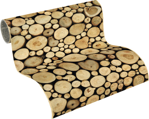 Tapetenrolle mit Holzscheibenmuster