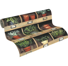 Tapete mit Pflanzenmotiv im Regal