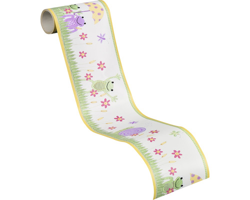 Bordüre mit Frosch- und Blumenmuster auf einer Rolle