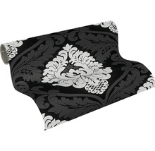 Tapetenrolle mit floralem Muster in Schwarz und Weiß