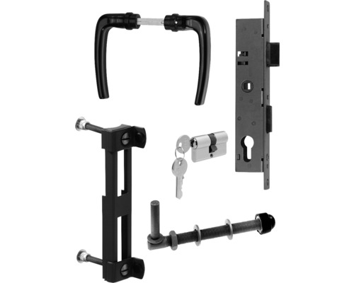 Zubehör-Set ALBERTS für Wellengitter-Tore bis 1500 mm Höhe anthrazit-metallic Türbeschlagset mit Türgriffen, Schloss, Zylinder, Schlüsseln und Befestigungsmaterial