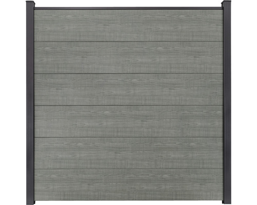 Hauptelement GroJa BasicLine Stecksystem ohne Pfosten 180 x 180 cm Grey Ash Cut Grauer Sichtschutzzaun aus Kunststoff