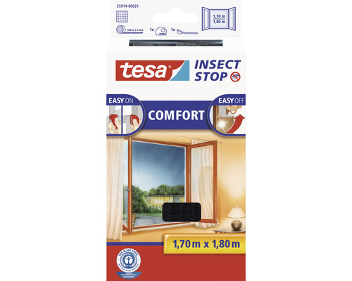 Fliegengitter für Fenster tesa Insect Stop Comfort anthrazit 170x180 cm