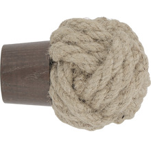Vorhangstangen-Abschlussstück aus Holz und Seil
