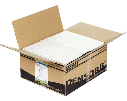 Offener Karton mit saugfähigen Vliestüchern zur Aufnahme von Flüssigkeiten