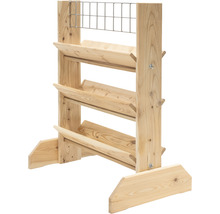 Pflanztisch aus Holz mit drei Ebenen und Metallgitter