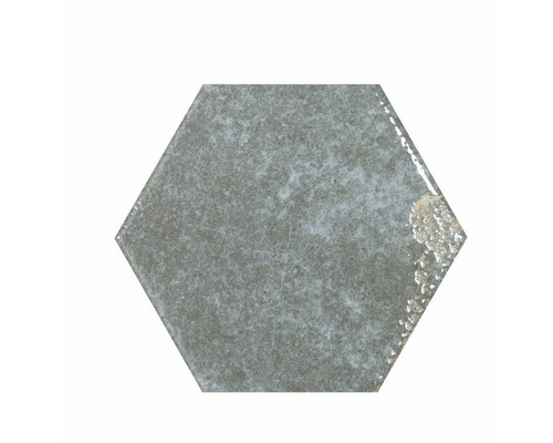 Steingut Wandfliese Alma Hexagon 13x15 cm grau glänzend Sechseckige Fliese
