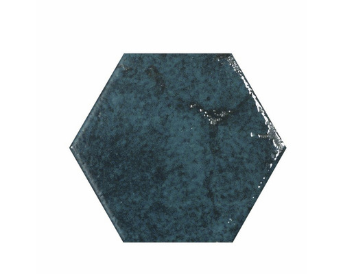 Steingut Dekorfliese Alma 15,0x15,0 cm blau glänzend