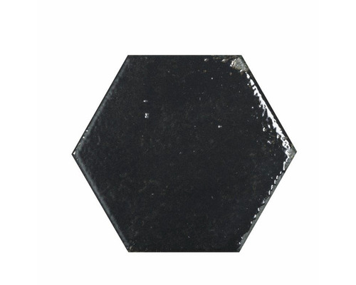 Steingut Wandfliese Alma 13,0x15,0 cm schwarz glänzend