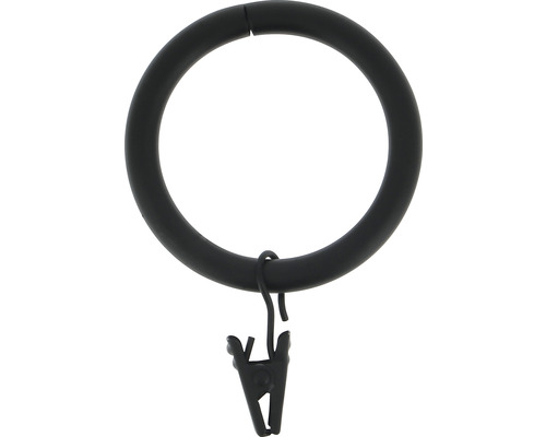 Vorhangring rund mit Klammer für Loft Black Line schwarz Ø 28 mm 10 Stk.