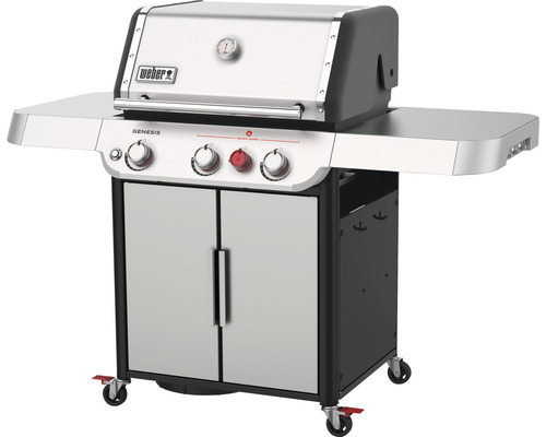 Weber Genesis S-325S Gasgrill 3 Brenner silber inkl. Seitentisch, Fettauffangschale, Deckelthermometer, Grillrost Weber Genesis S-325S Gasgrill 3 Brenner silber inkl. Seitentisch, Fettauffangschale, Deckelthermometer, Grillrost