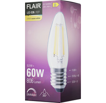 Flair LED Lampe C35 E27, 5,5 Watt, 60 Watt Entsprechung, 806 Lumen