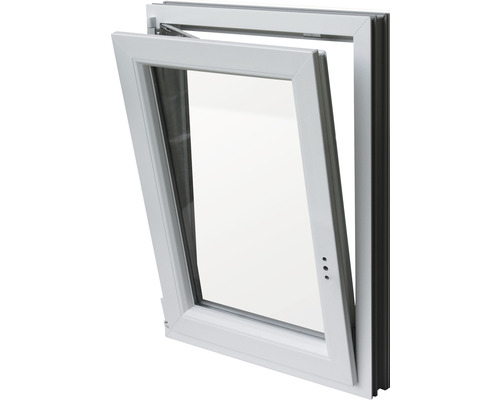 Gekipptes Kunststofffenster mit Glas