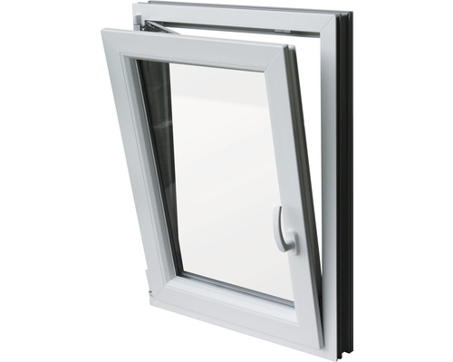 Gekipptes, weißes Kunststofffenster