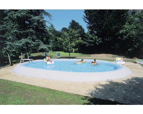 Aufstellpool-Set Fast-Set-Pool Planet Pool OVLIN4000 oval 1200x730x130 cm inkl. Sandfilteranlage, Skimmer und Leiter grau/blau