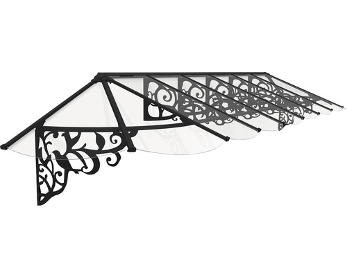 PALRAM-Canopia Vordach Lily XL 473x88x70 cm Aluminium schwarz Bedachung Polycarbonat klar