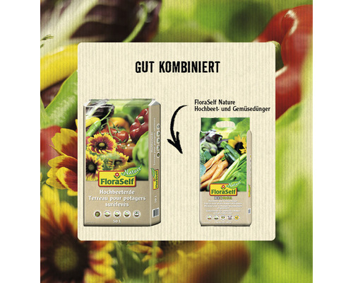 FloraSelf Hochbeeterde und Gemüsedünger Produktkombination