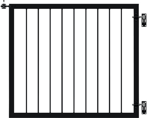Einzeltor PLUS Basic inkl. Beschläge 100 x 85 cm RAL 9005 schwarz Schwarzes Gartentor aus Metall mit geraden Stäben