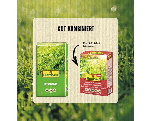 Empfohlene Kombination: FloraSelf Rasenerde und FloraSelf Select Klimarasen
