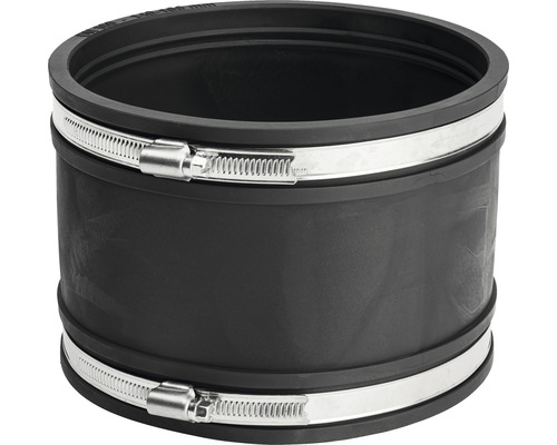 Schwarzer Rohranschluss mit zwei Schlauchschellen