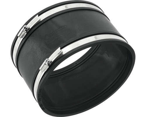 Schwarze Rohrmanschette mit zwei Schlauchschellen