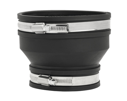 Schwarzer Abwasserverbinder mit zwei Schlauchschellen