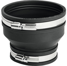 Schwarzer Gummi Rohrdurchgang mit zwei Schlauchschellen