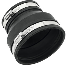 Schwarzer Gummischlauchverbinder mit Schlauchschellen