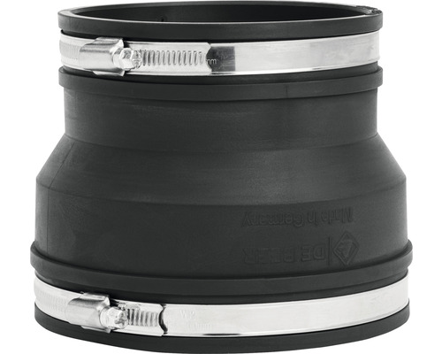 Schwarzer Gummi-Rohrverbinder mit zwei Schlauchschellen