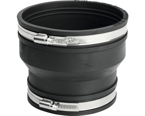 Abwasserrohrmuffe aus Gummi mit zwei Schlauchschellen