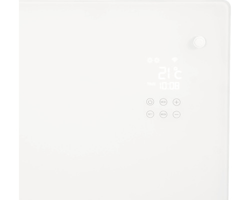 Nahaufnahme eines Heizkörperthermostats mit digitaler Anzeige und Bedienelementen