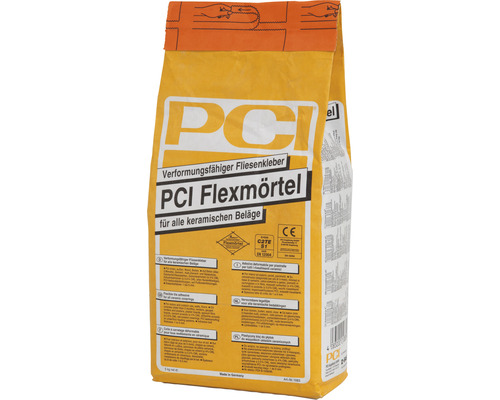 PCI Flexmörtel® verformungsfähiger Fliesenkleber für alle keramischen Beläge grau C2TE-S1 5 kg Sack PCI Flexmörtel Fliesenkleber für keramische Beläge