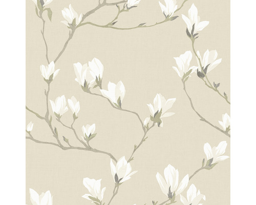 Vliestapete 113353 Laura Ashley Magnolia Grove Beige Tapete mit Magnolienblütenmuster