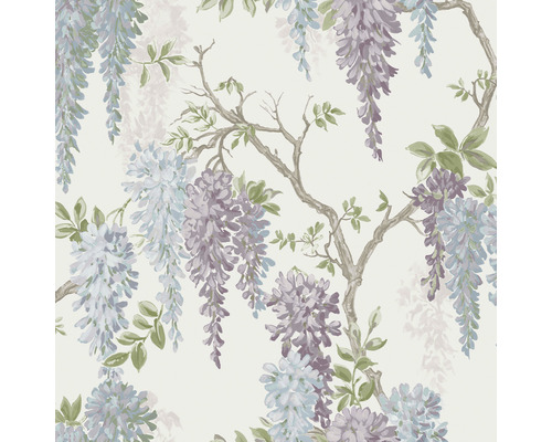 Vliestapete 113356 Laura Ashley Wisteria Garden Blau Lila Tapete mit Glyzinienmuster
