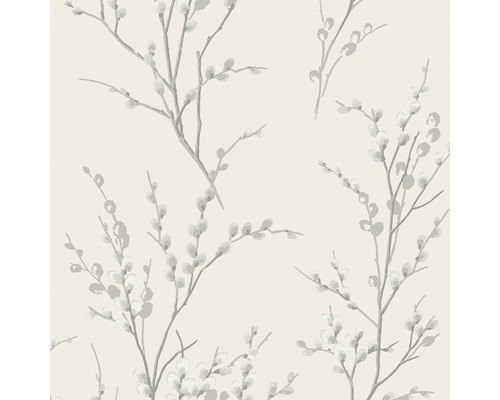 Vliestapete 113359 Laura Ashley Pussy Willow Grau Tapete mit Zweigen und Blütenmuster