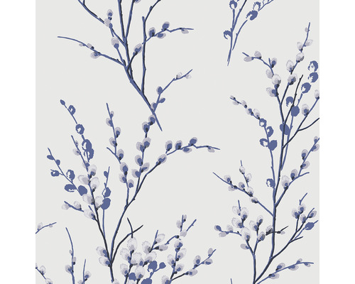 Vliestapete 113360 Laura Ashley Pussy Willow Blau Tapete mit Weidenkätzchenmuster