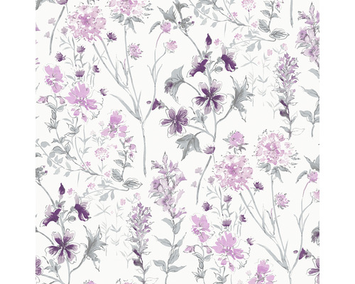 Vliestapete 113362 Laura Ashley Wild Meadow Lila Tapete mit Blumenmuster